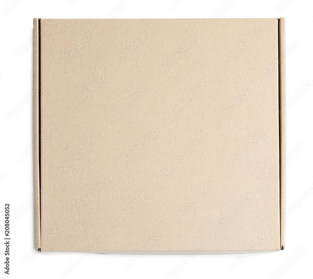 Mockup of cardboard pizza box on white background Mockup of cardboard pizza box on white background