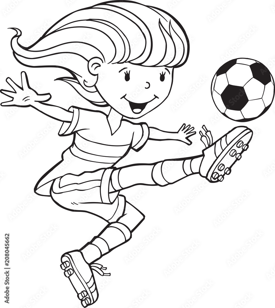 Girl Child Soccer Player Vector Illustration Art Girl Child Soccer Player Vector Illustration Art