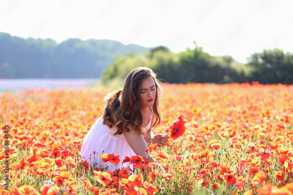 Portrait of a young girl /The girl in the poppy field Portrait of a young girl /The girl in the poppy field