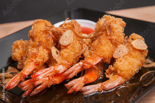 Fried shrimp and sauce - Thai food  photo