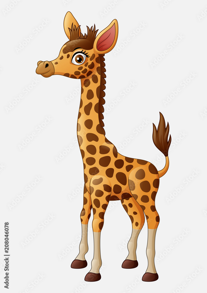 Fototapeta premium Ładny żyrafa kreskówka na białym tle