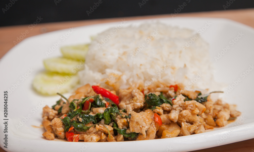 Stir Fried Basil Chicken (Pad Ka Prao) - Thai food Stir Fried Basil Chicken (Pad Ka Prao) - Thai food