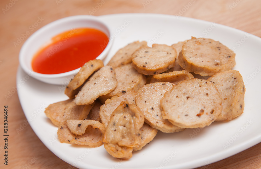 Fried vietnamese pork sausage. Fried vietnamese pork sausage.