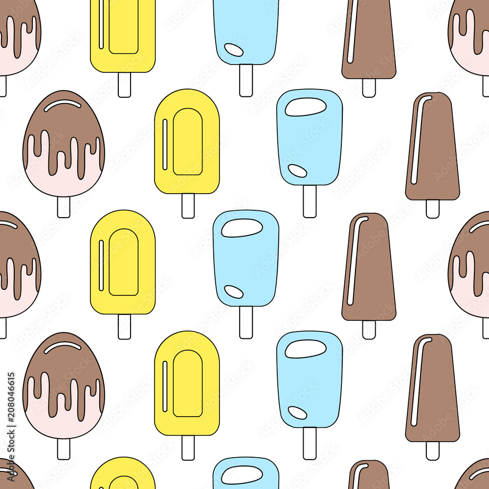 Seamless pattern with ice cream. Vector illustration.
Seamless pattern with ice cream. Vector illustration.