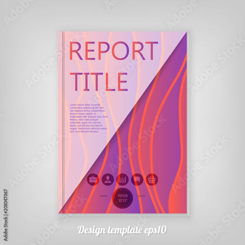 Abstract cover design with wonderful pink and purple gradient background, Brochure Report  Design. Corporate Leaflet Template