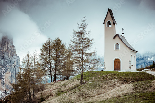 Lonely Chapel on cloudy day in South Tyrol,Italy