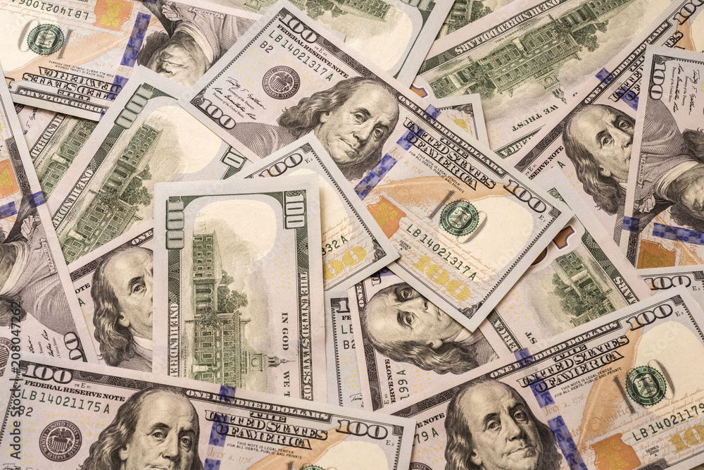 Background of one hundred dollar bills Background of one hundred dollar bills