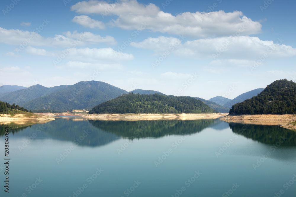 Zaovine lake on Tara mountain west Serbia landscape summer season