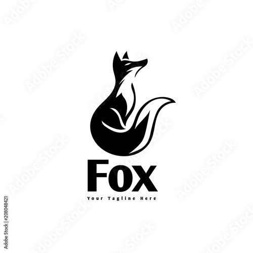 Elegant sitting fox ready logo
