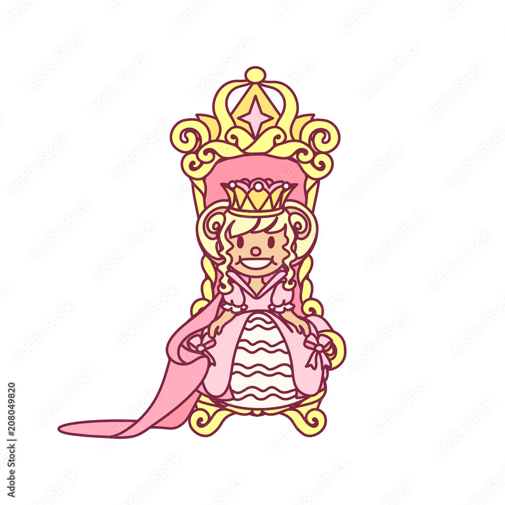 vector little princess girl, queen pop art pattern vector little princess girl, queen pop art pattern
