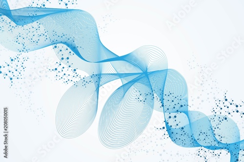 Structure molecule and communication. Dna, atom, neurons. Scientific concept for your design. Connected lines with dots. Medical, technology, chemistry, science background. Vector illustration.