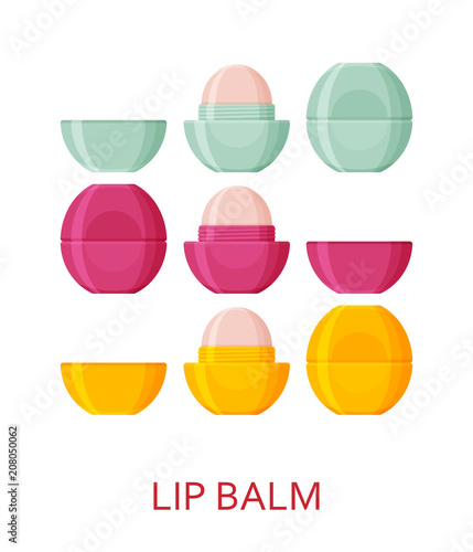 Lip balm set. Cosmetic icons collection. Vector illustration