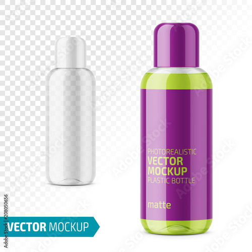 Transparent plastic cosmetic bottle template.