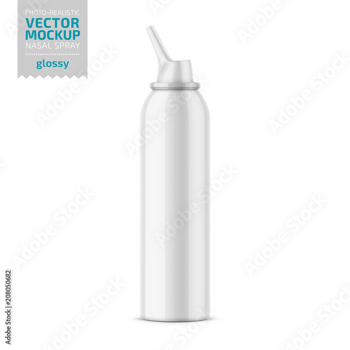 Glossy aluminum nasal spray bottle.
