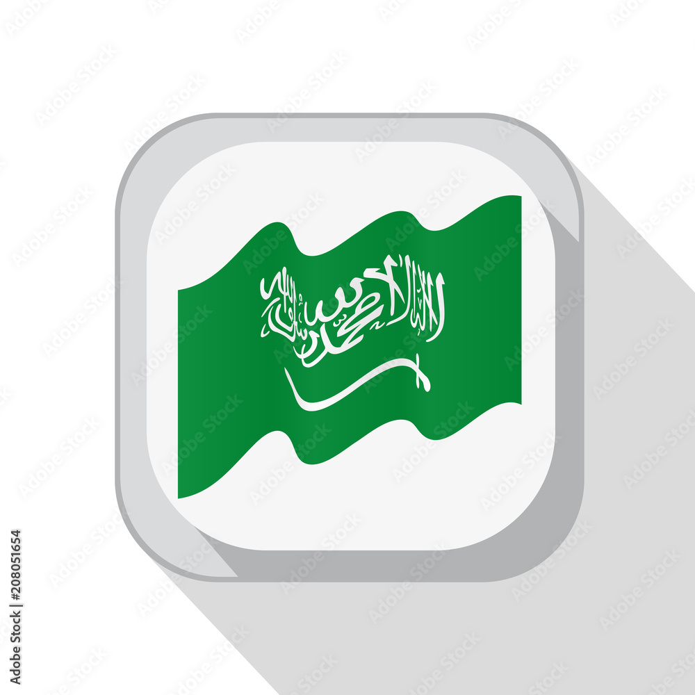 Waving flag of Saudi Arabia on the button. Vector illustration. Waving flag of Saudi Arabia on the button. Vector illustration.
