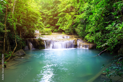 Waterfall in forest at Erawan waterfall National Park, Kanchanaburi, Thailand © oottoo008