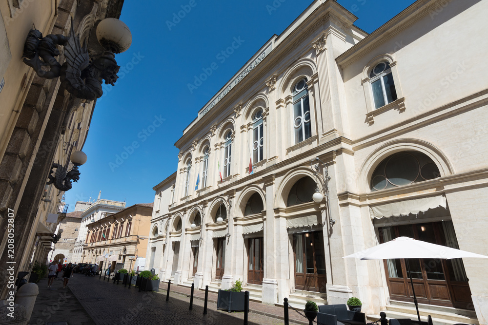 Tourist view of Rieti, in Lazio, Italy. Flavio Vespasiano theater