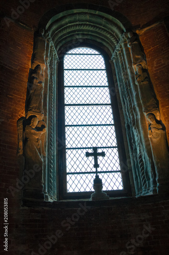 Gothic window decorated inside the church.