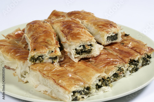 Traditional greek spinach pie ( spanakopita ),Turkish Borek with Spinach
