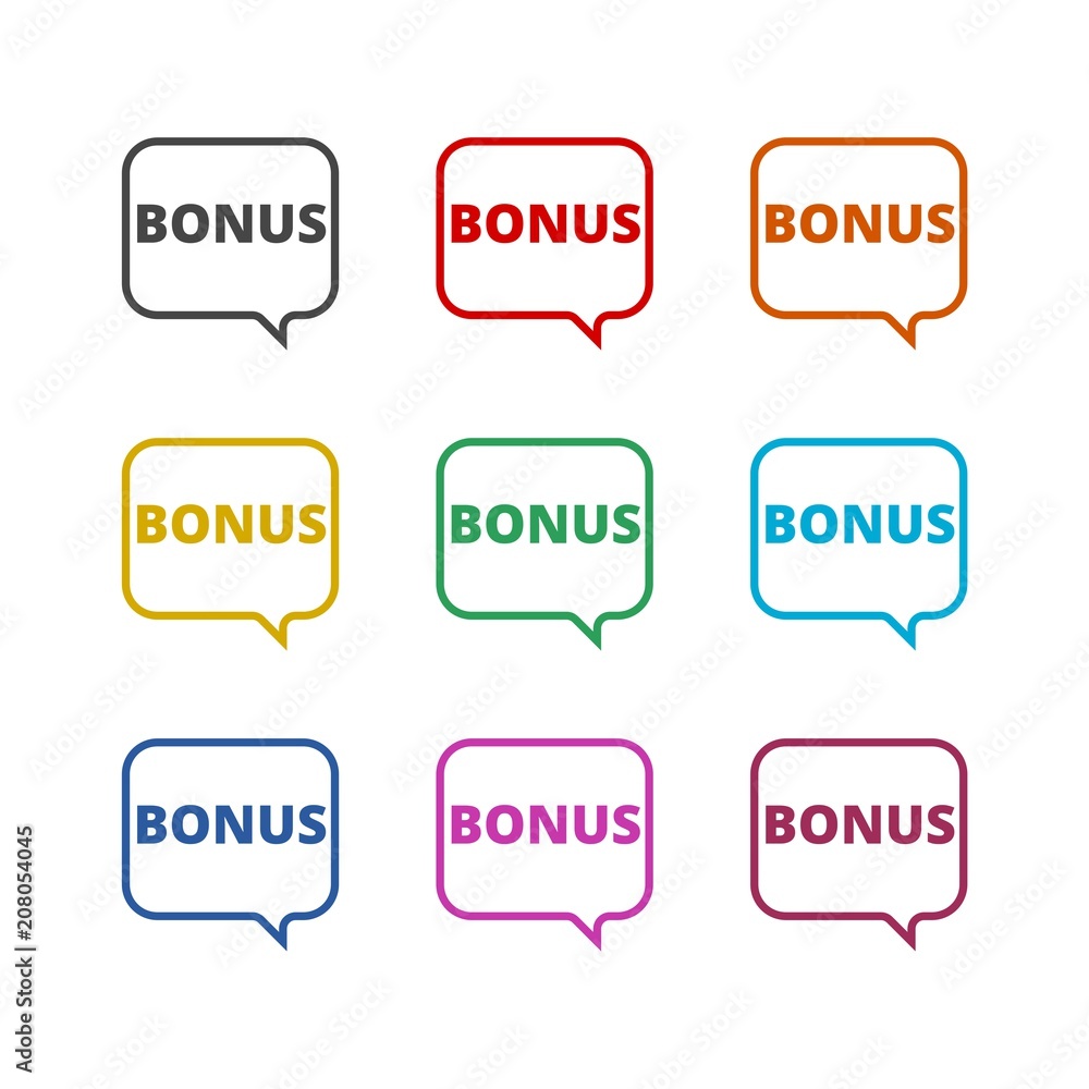Bonus sign, Bonus icon, color icons set Bonus sign, Bonus icon, color icons set