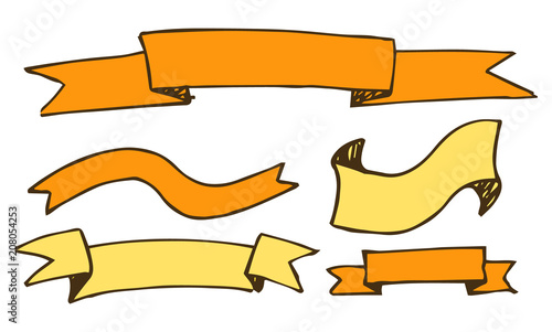 Banners and Ribbons Hand Drawn Vector Illustration