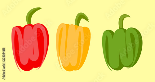 red  yellow and green peppers