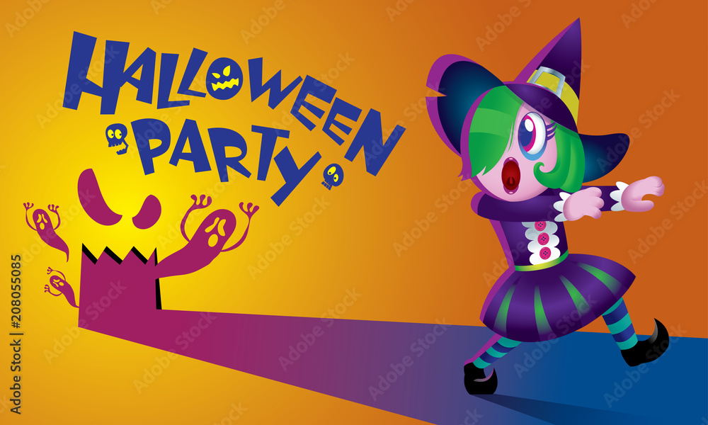 A cute witch with spooky background. A cute witch with spooky background.