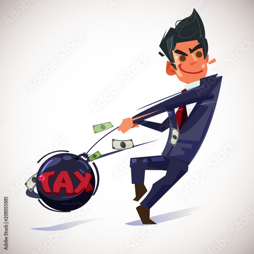 businessman throwing metal ball with text "Tax" - vector