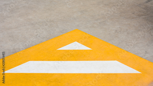 yellow and white painted on concrete floor texture - background