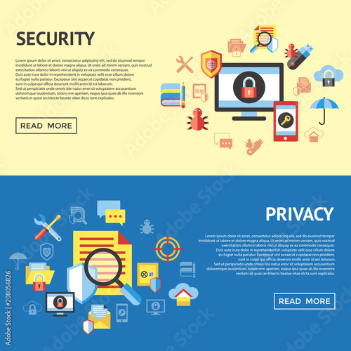 Digital vector data protection icon set