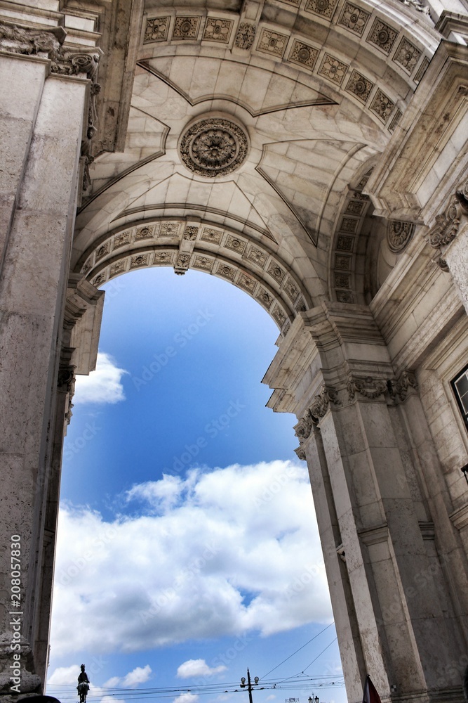 Beautiful dome of Arco da Rua Augusta in Lisbon