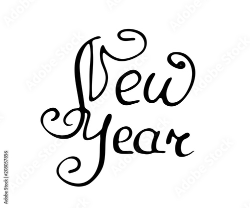 The New Year Is 2019. Calligraphy text vector illustration. Lettering handwritten.
