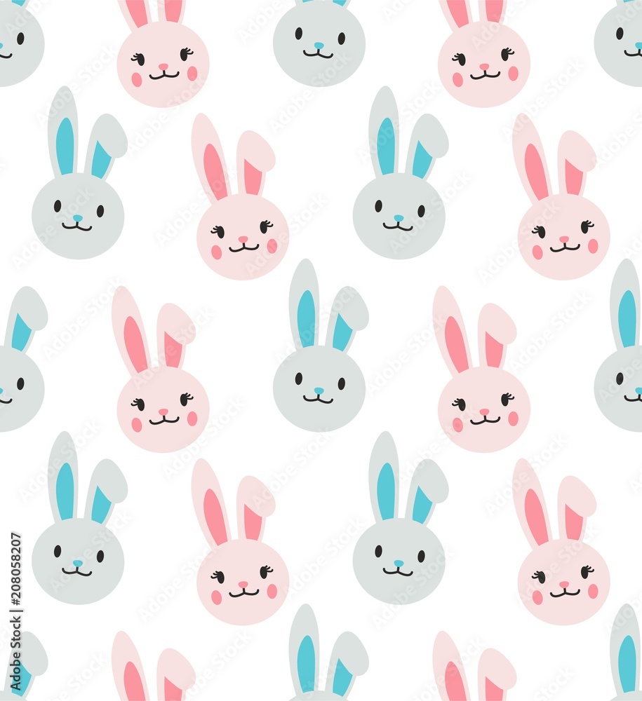 bunny cute head vector seamless pattern bunny cute head vector seamless pattern