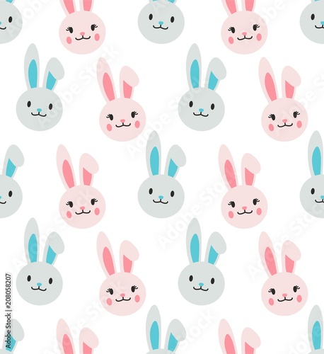 bunny cute head vector seamless pattern