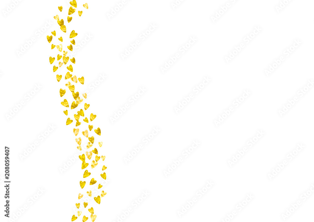Bridal background with gold glitter hearts. Valentines day. Vector confetti. Hand drawn texture. Love theme for party invite, retail offer and ad. Bridal background template with heart. Bridal background with gold glitter hearts. Valentines day. Vector confetti. Hand drawn texture. Love theme for party invite, retail offer and ad. Bridal background template with heart.
