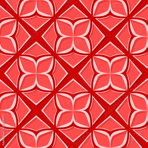 Seamless floral pattern. Red 3d designs