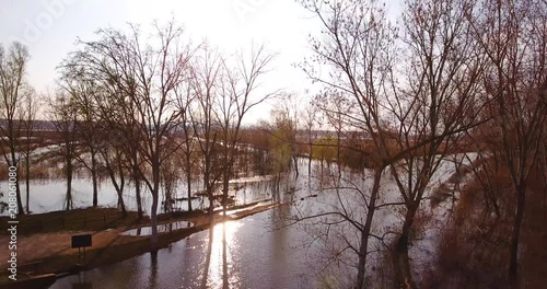Wallpaper Mural Aerial, beautiful giant swamp in the nature reserve Padule di Fucecchio situated in Tuscany, Italy on sunset Torontodigital.ca