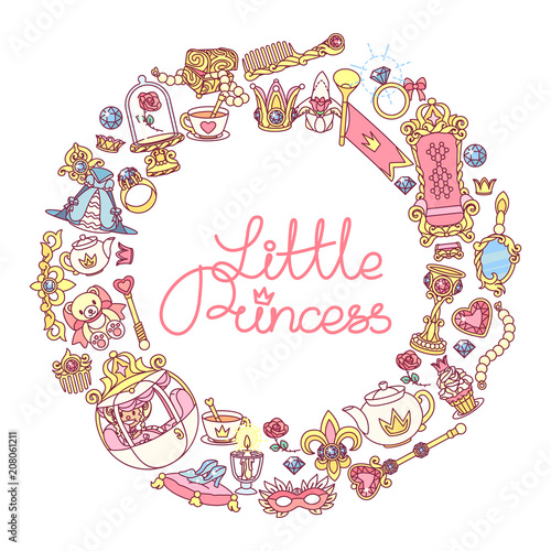 vector round frame icon collection Little Princess