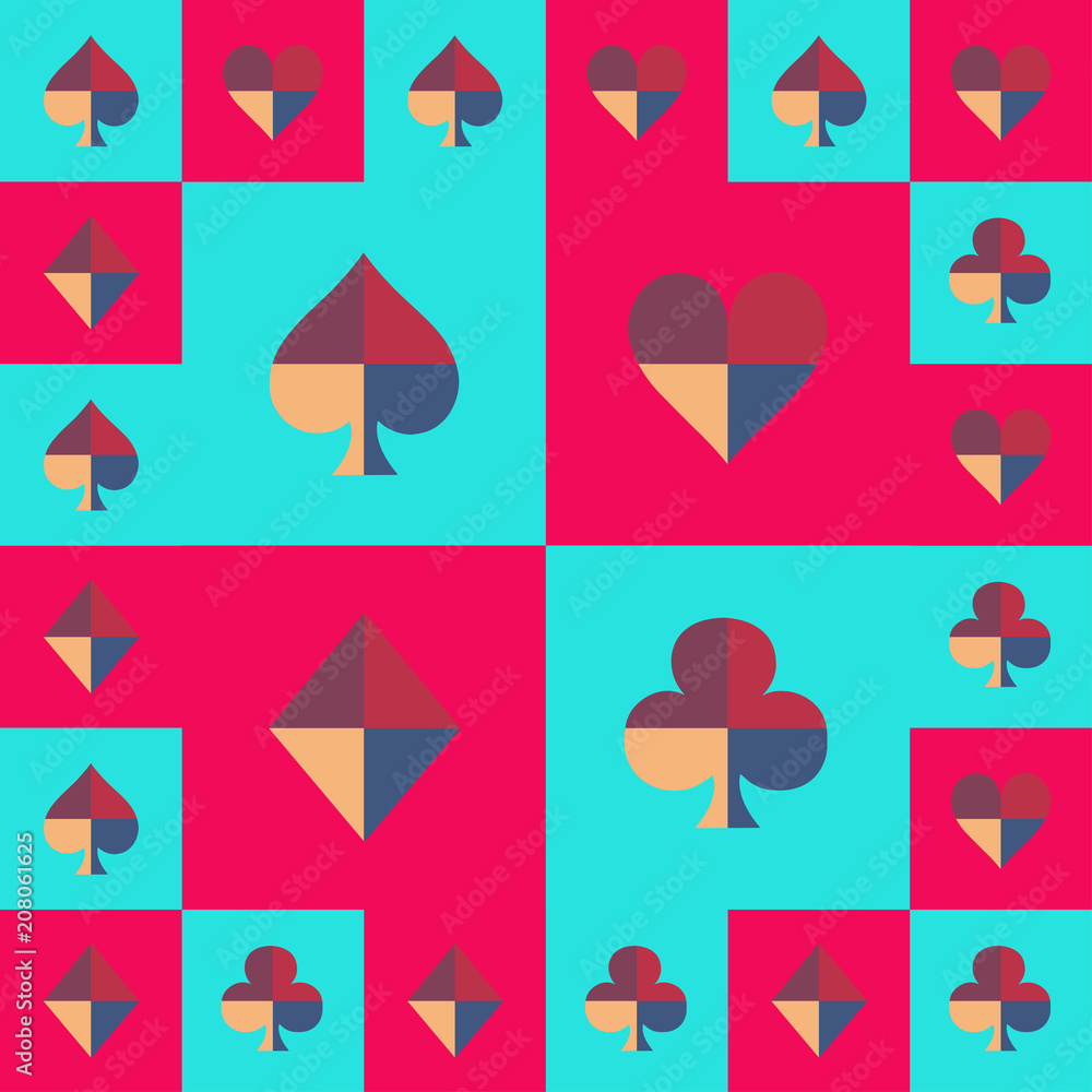 Card Suit Chess Board Blue Sky and Pink Pattern Card Suit Chess Board Blue Sky and Pink Pattern