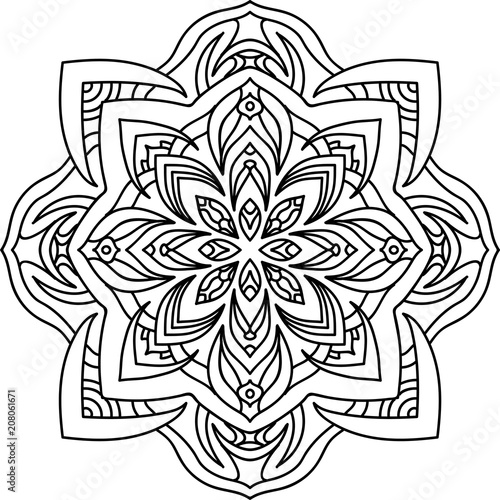 Round mandala with oriental ornament.