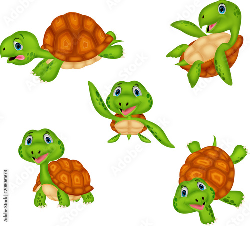 Fototapeta Naklejka Na Ścianę i Meble -  Cartoon turtle collection set