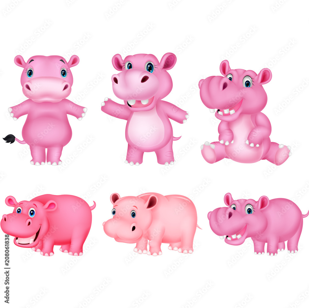 Cartoon hippo collection set Cartoon hippo collection set