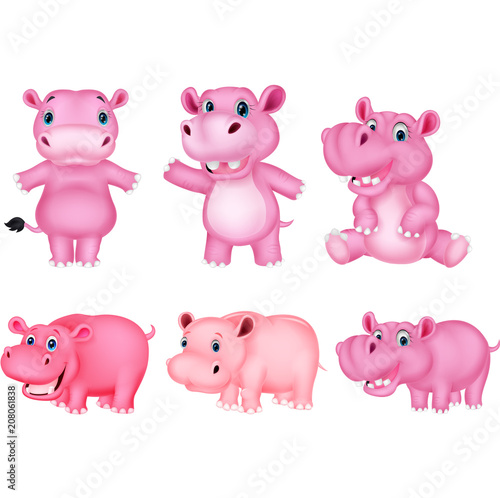 Cartoon hippo collection set