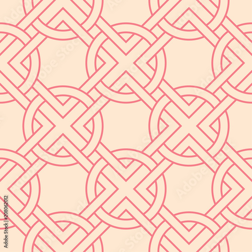 Red and beige geometric print. Seamless pattern