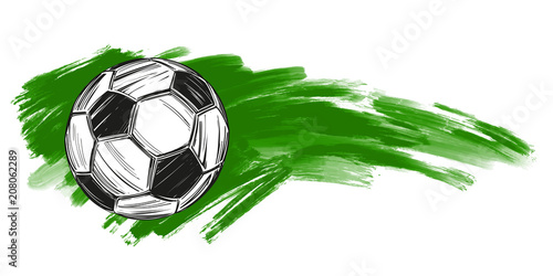 Naklejka football, soccer ball, russian flag sports game, emblem sign, hand drawn vector illustration sketch