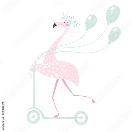 Flamingo on scooter