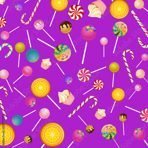 Lilac background with color lollipops pattern.