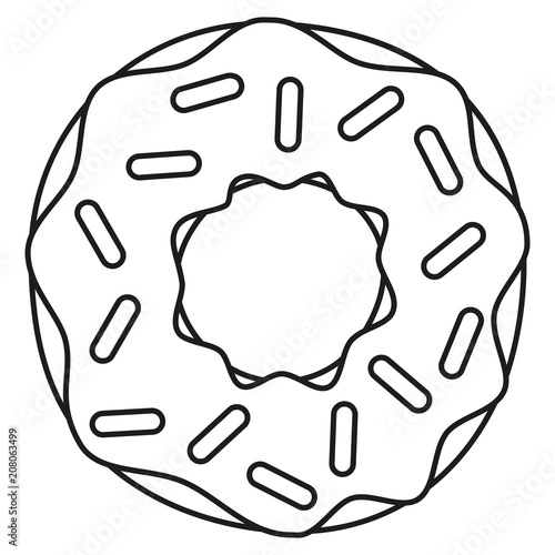 Line art black and white donut
