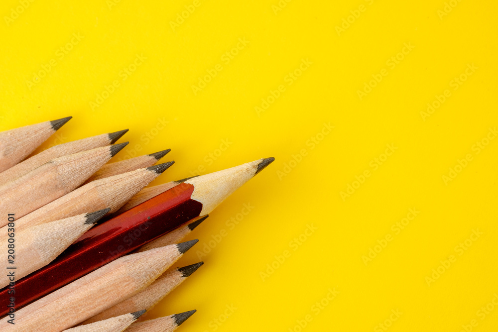 Obraz premium Red pencil standing our from the crowd