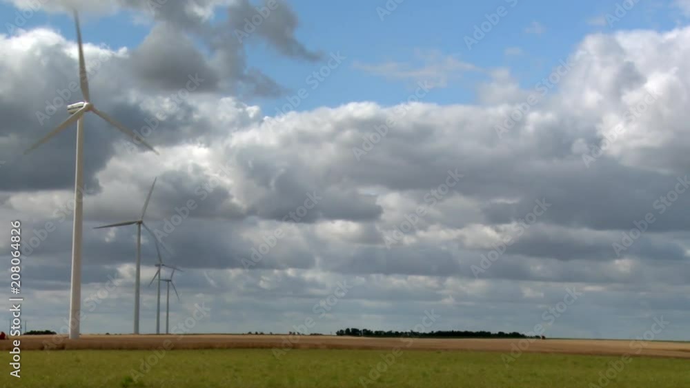 Pan Right to Left: Wind Turbines of Loire Valley Pan Right to Left: Wind Turbines of Loire Valley